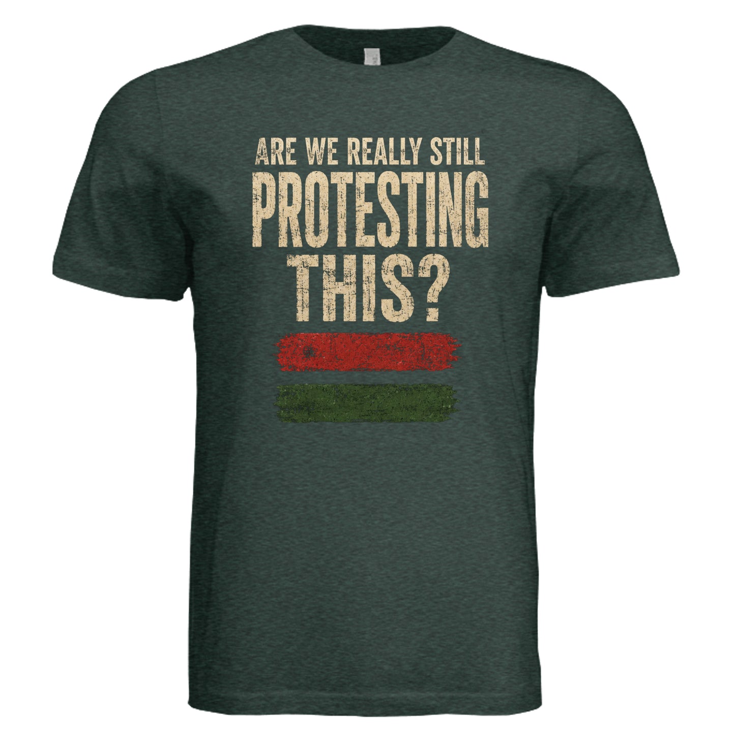 Emerald equality graphic tee with vintage distressed protest design