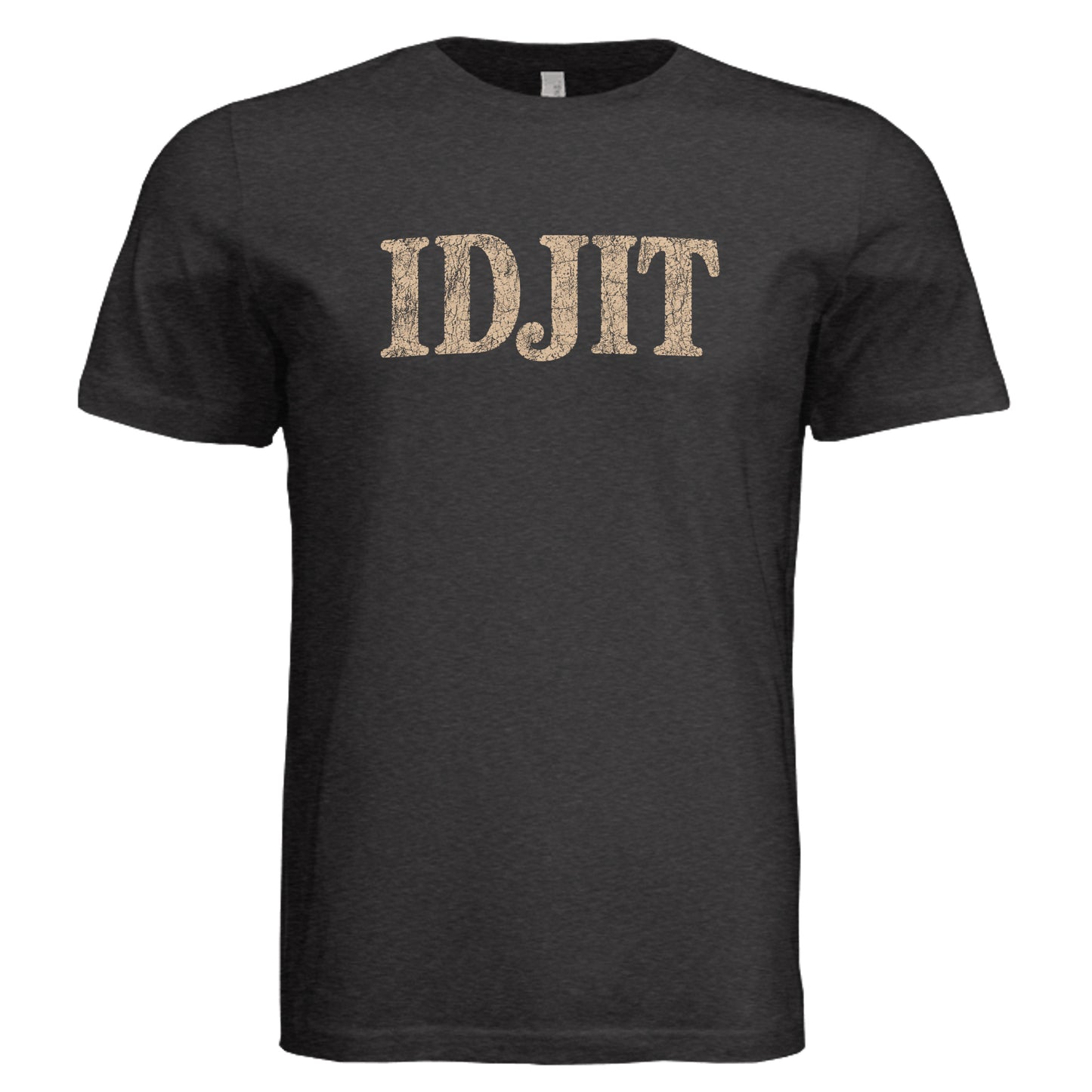 Idjit T-Shirt vintage graphic tee in black heather triblend front view