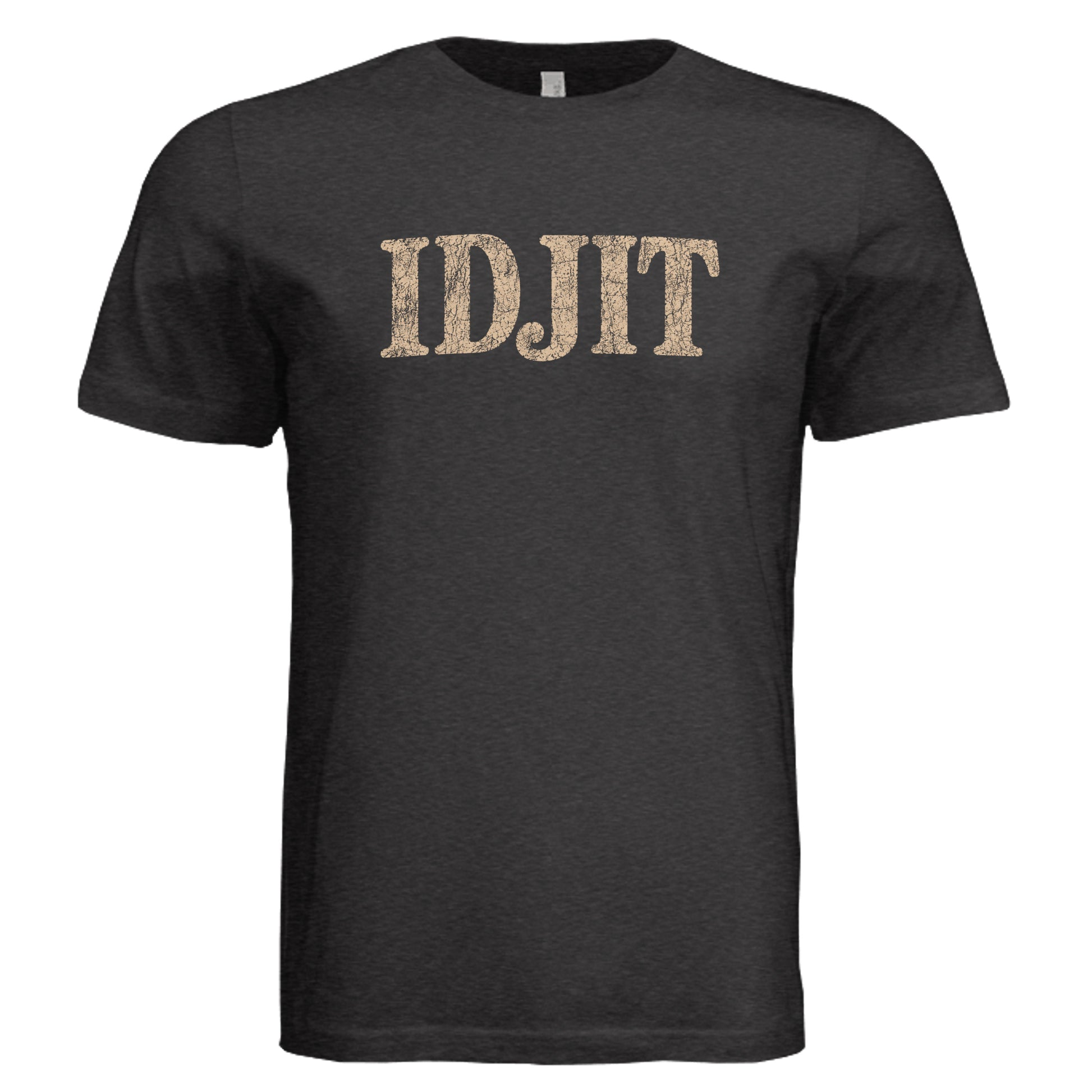 Idjit T-Shirt vintage graphic tee in black heather triblend front view