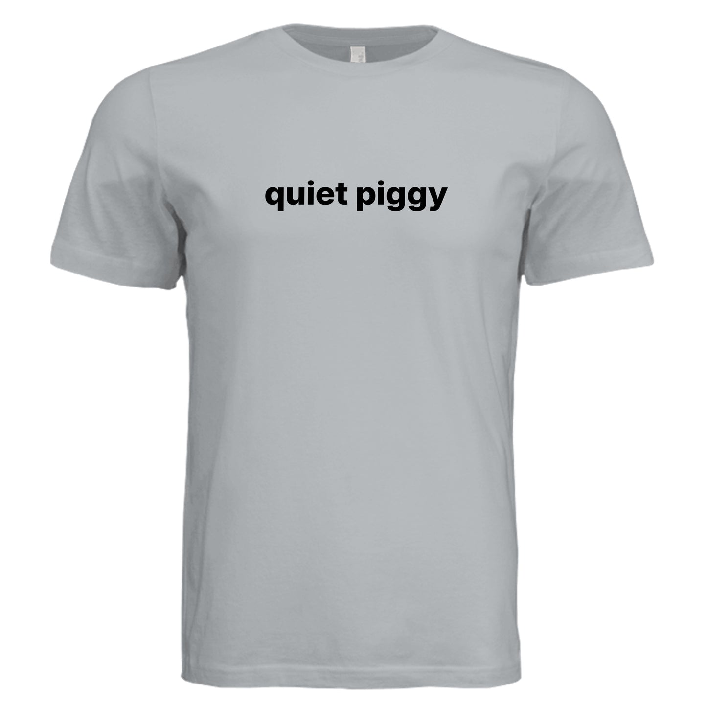 Quiet Piggy T-shirt on Solid Silver Triblend Bella + Canvas shirt