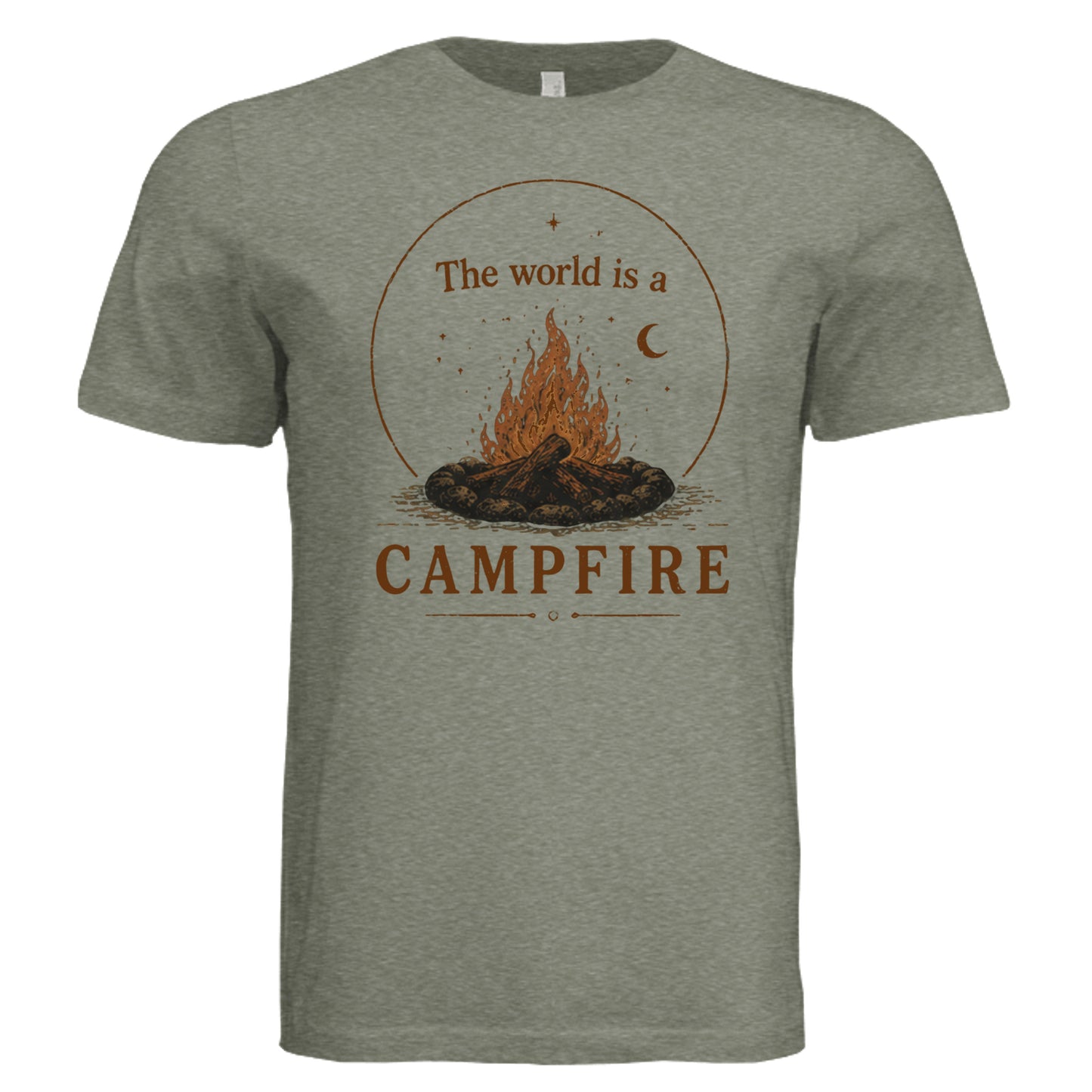 Military Green Triblend: The World Is a Campfire T-Shirt in Military Green Triblend