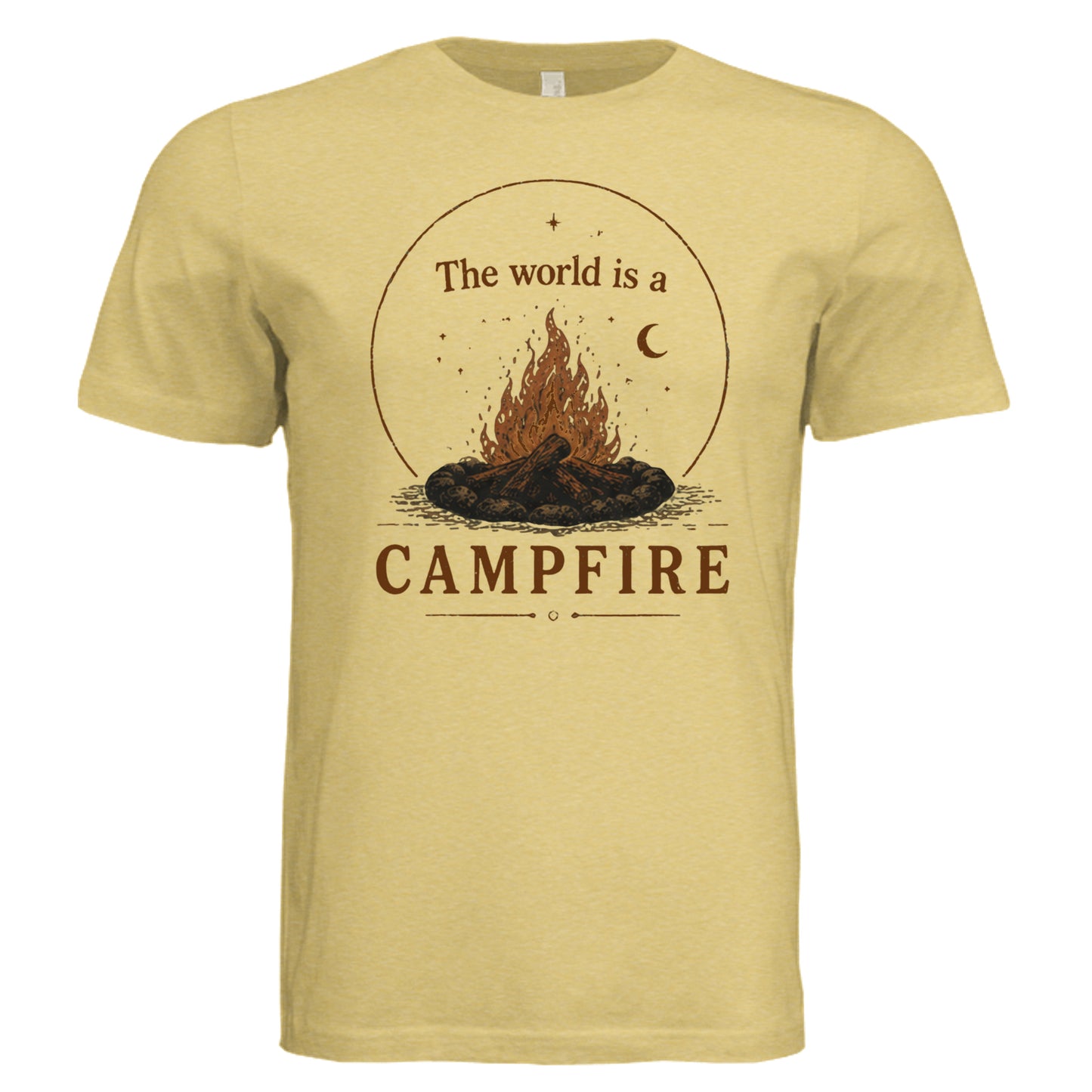 Mustard Triblend: The World Is a Campfire T-Shirt in Mustard Triblend