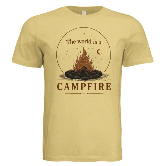 Mustard Triblend: The World Is a Campfire T-Shirt in Mustard Triblend