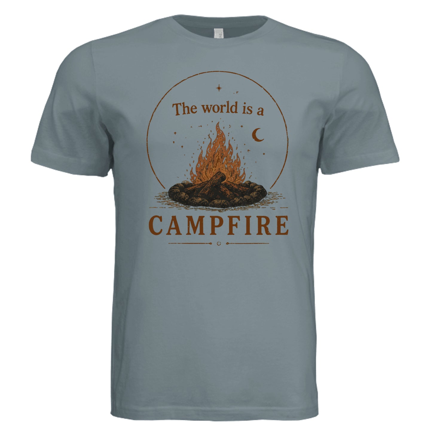 Blue Storm Triblend: The World Is a Campfire T-Shirt in Blue Storm Triblend