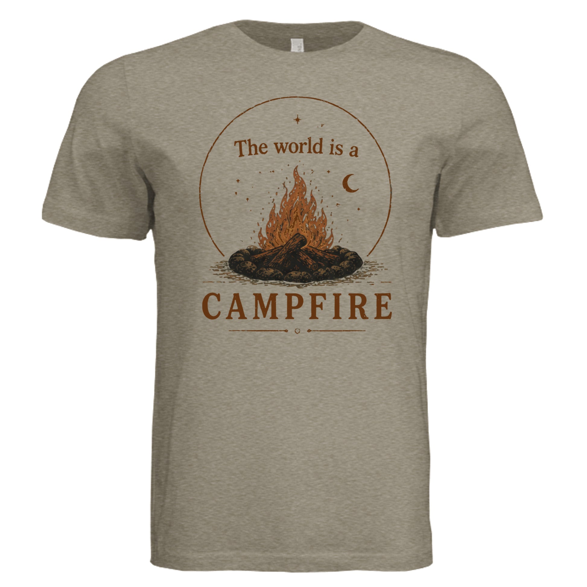 Olive Triblend: The World Is a Campfire T-Shirt in Olive Triblend
