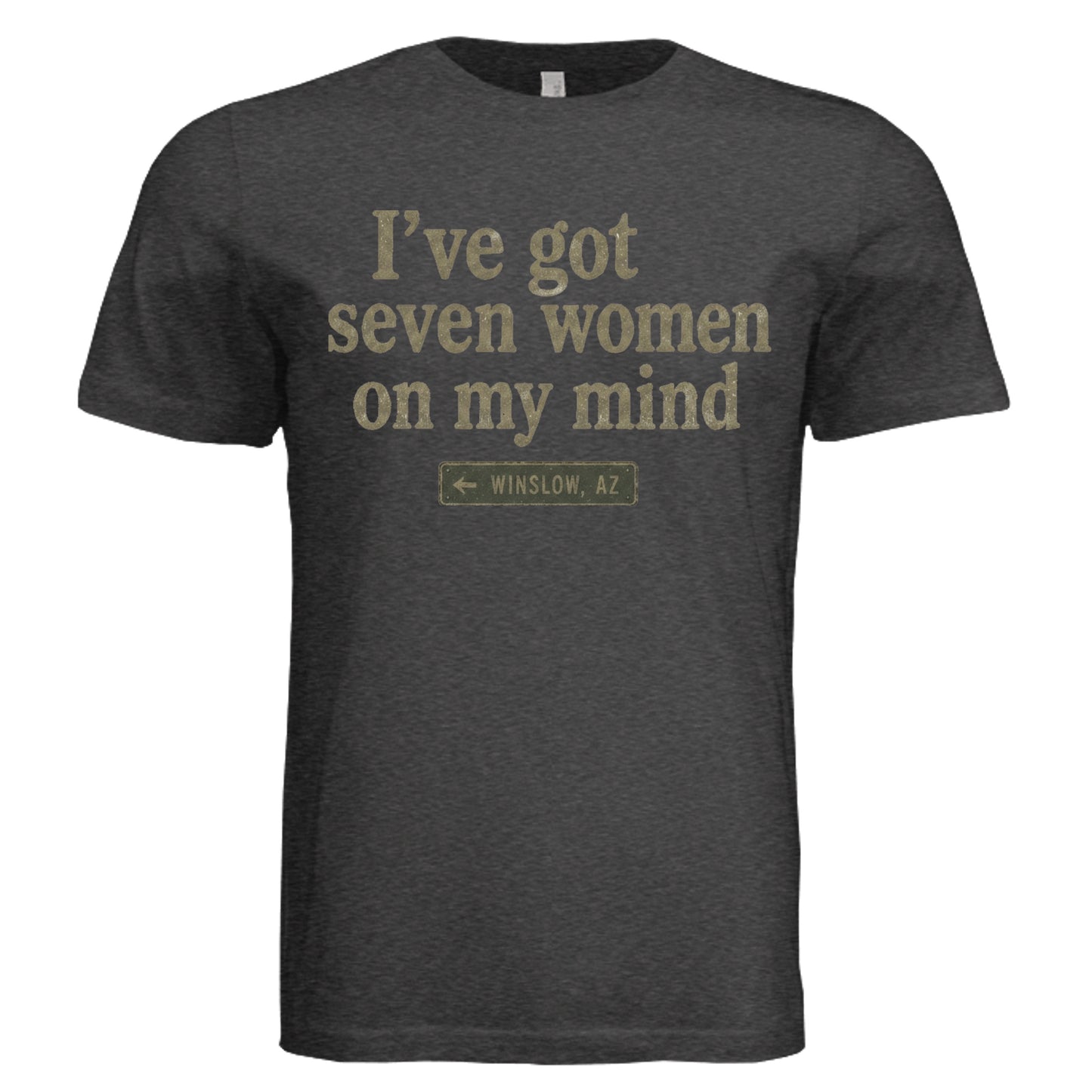 Seven Women on My Mind Vintage T-shirt in Charcoal Black Triblend with vintage graphic design