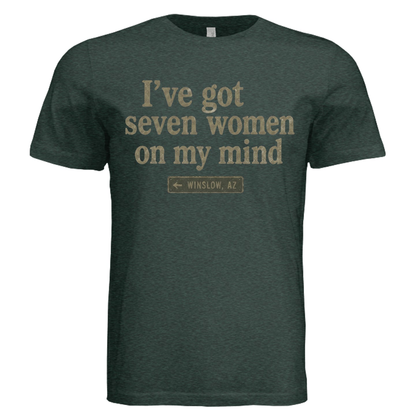 Seven Women on My Mind Vintage T-shirt in Emerald Triblend with vintage graphic design