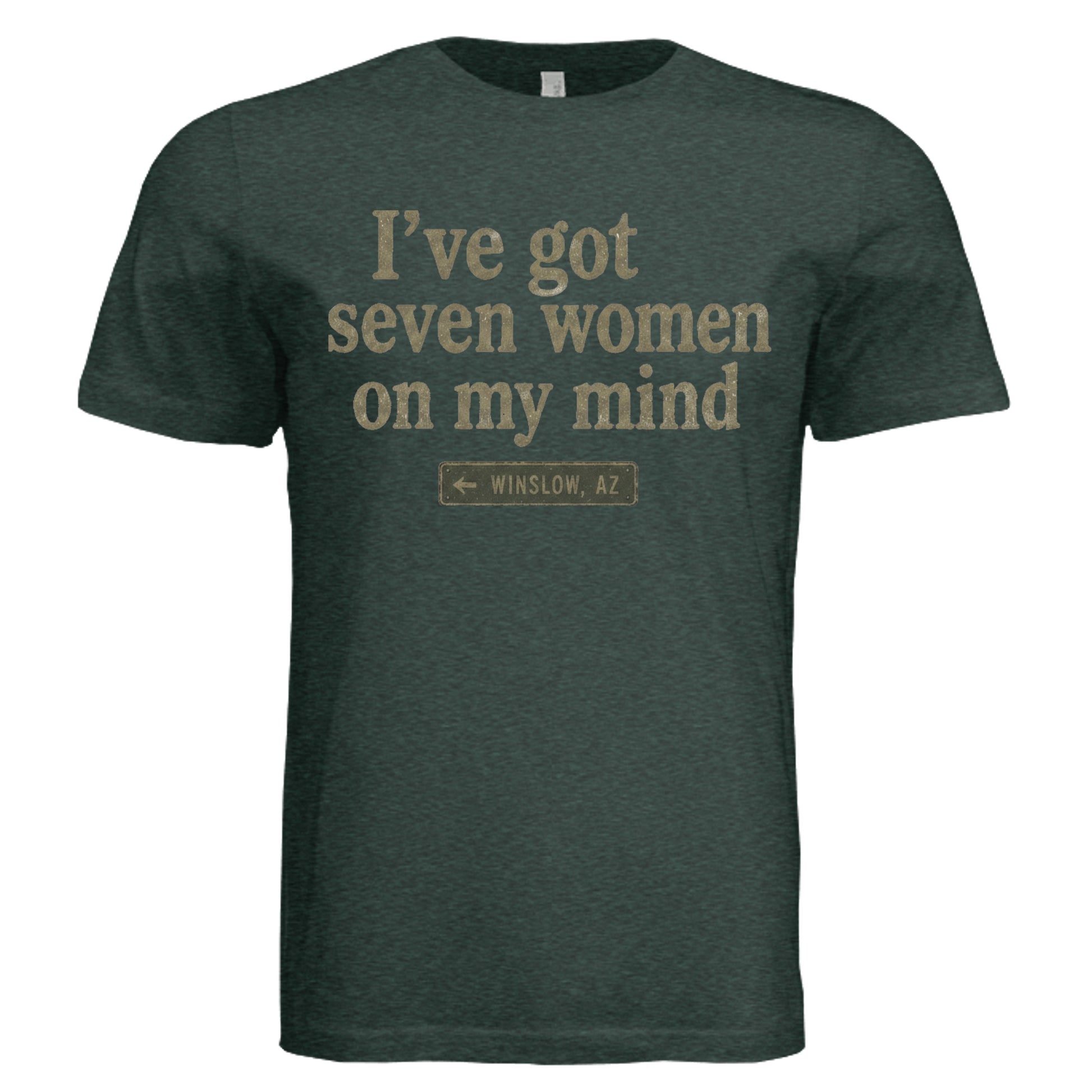 Seven Women on My Mind Vintage T-shirt in Emerald Triblend with vintage graphic design