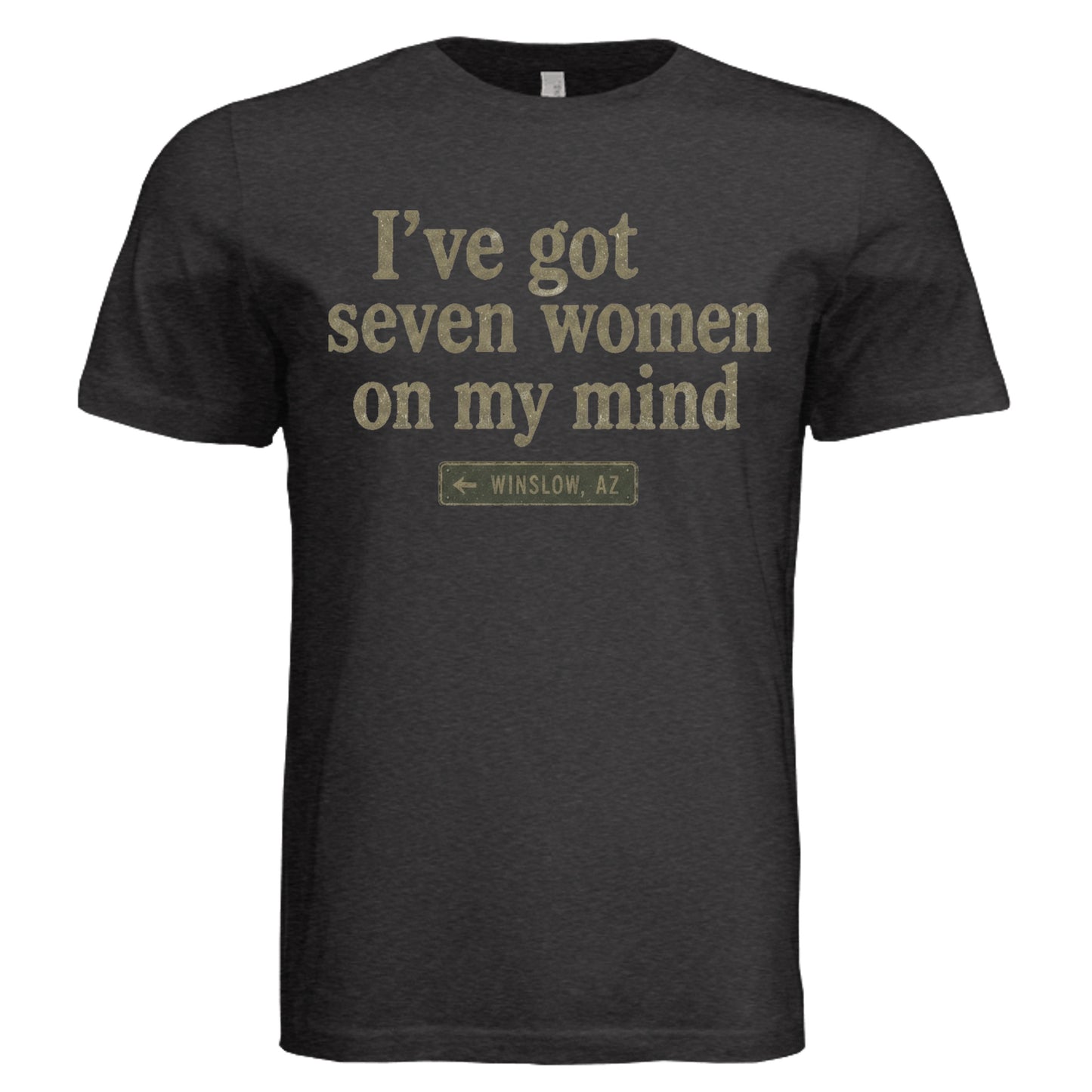 Seven Women on My Mind Vintage T-shirt in Black Heather with vintage graphic design