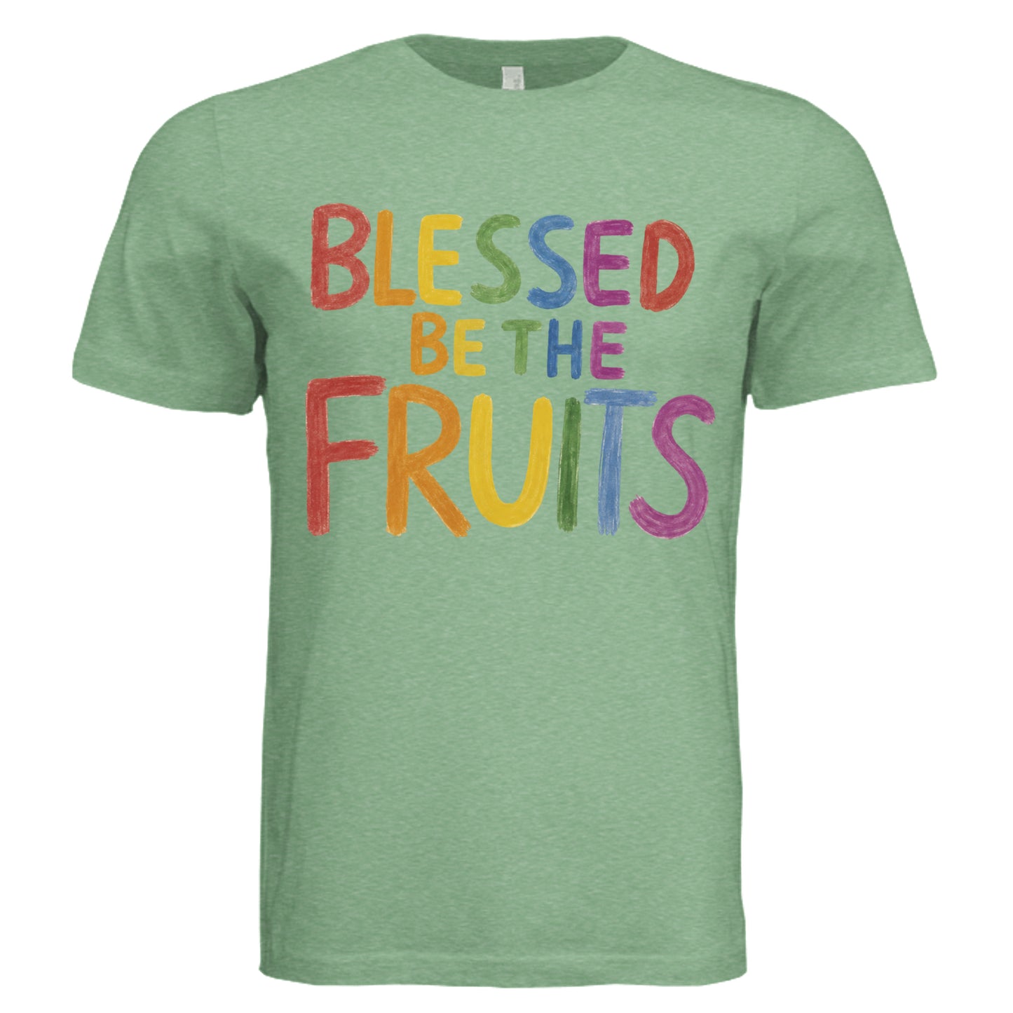 Blessed Be The Fruits Shirt in Green Triblend funny graphic tee