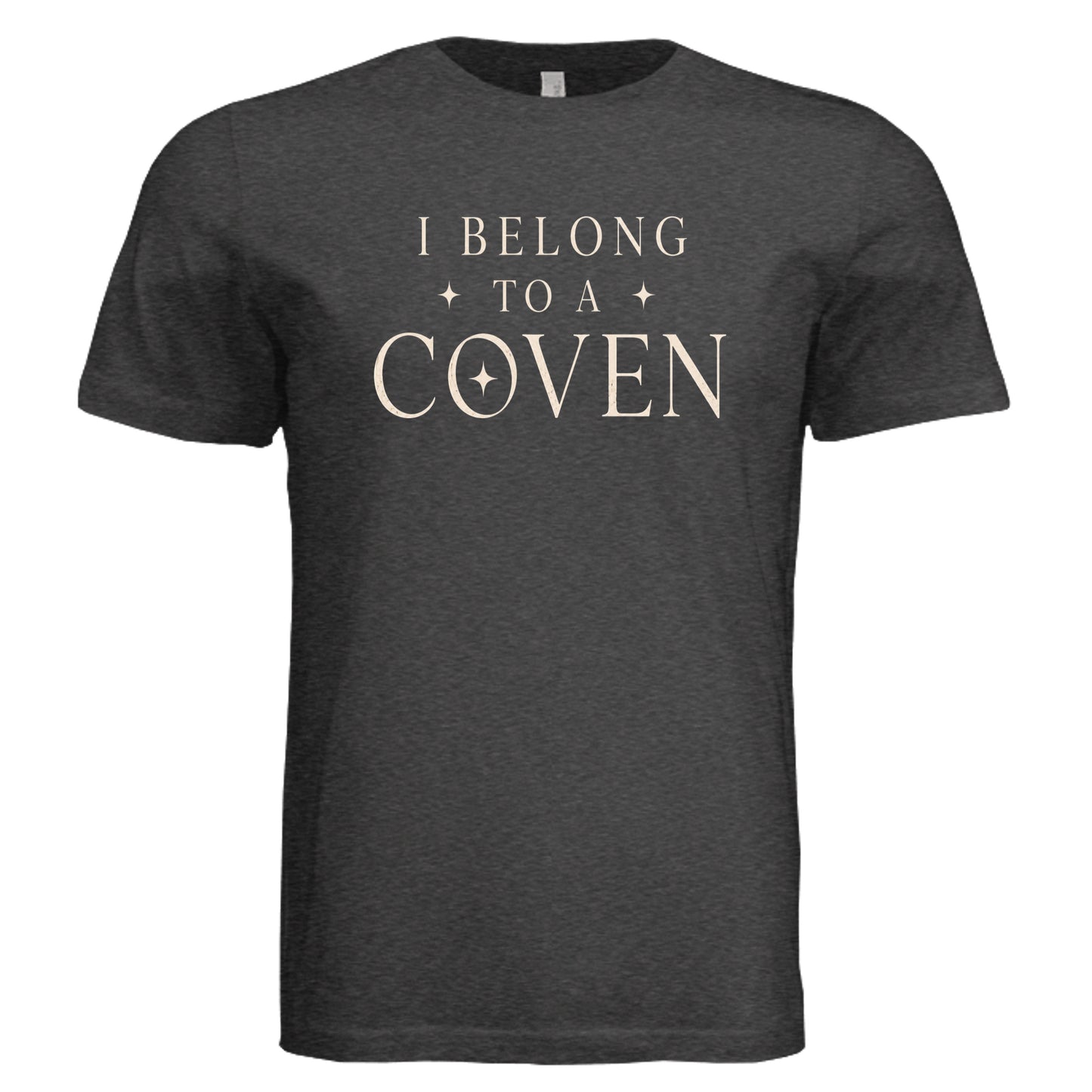 I Belong To A Coven witch graphic tee in charcoal black