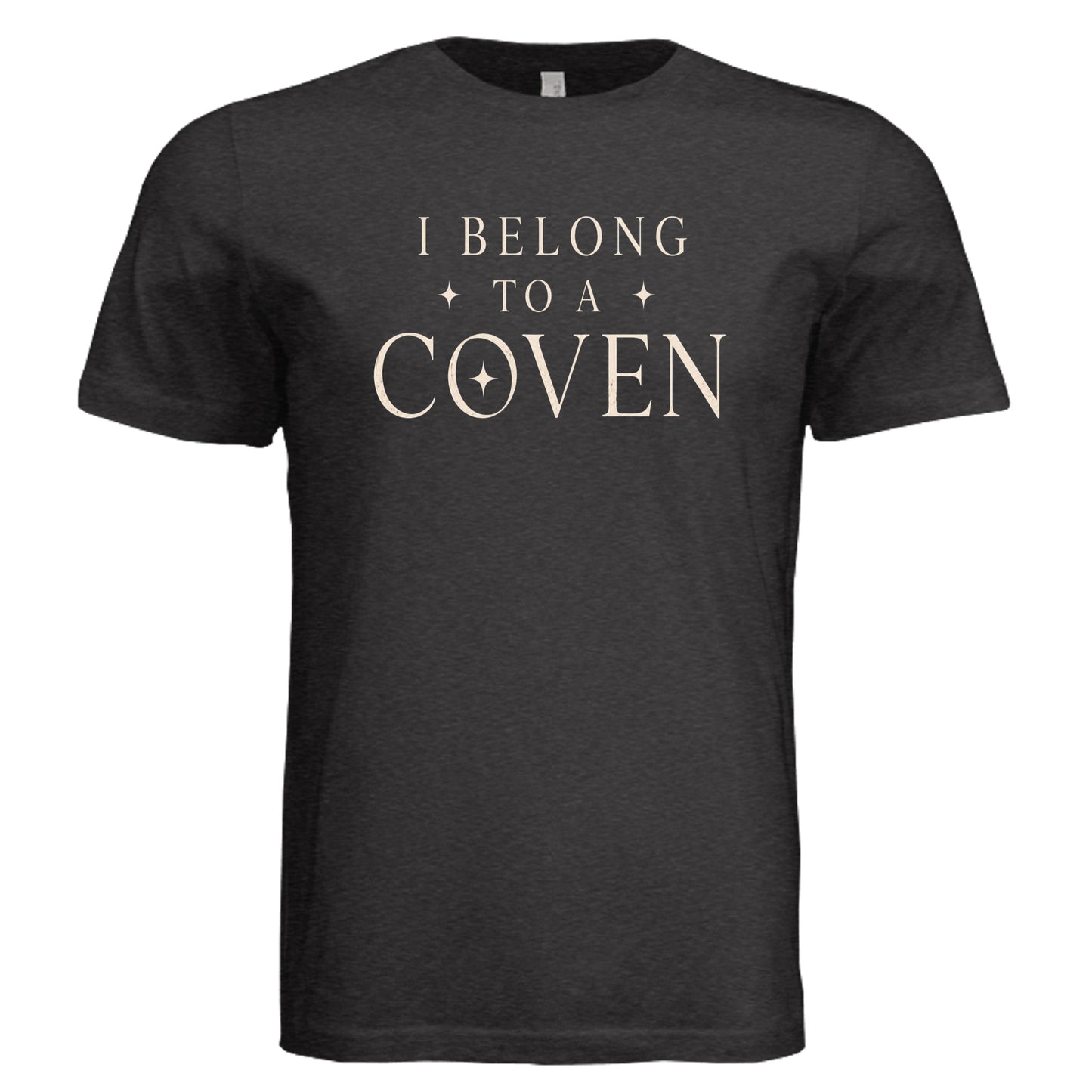 I Belong To A Coven witch graphic tee in heather black
